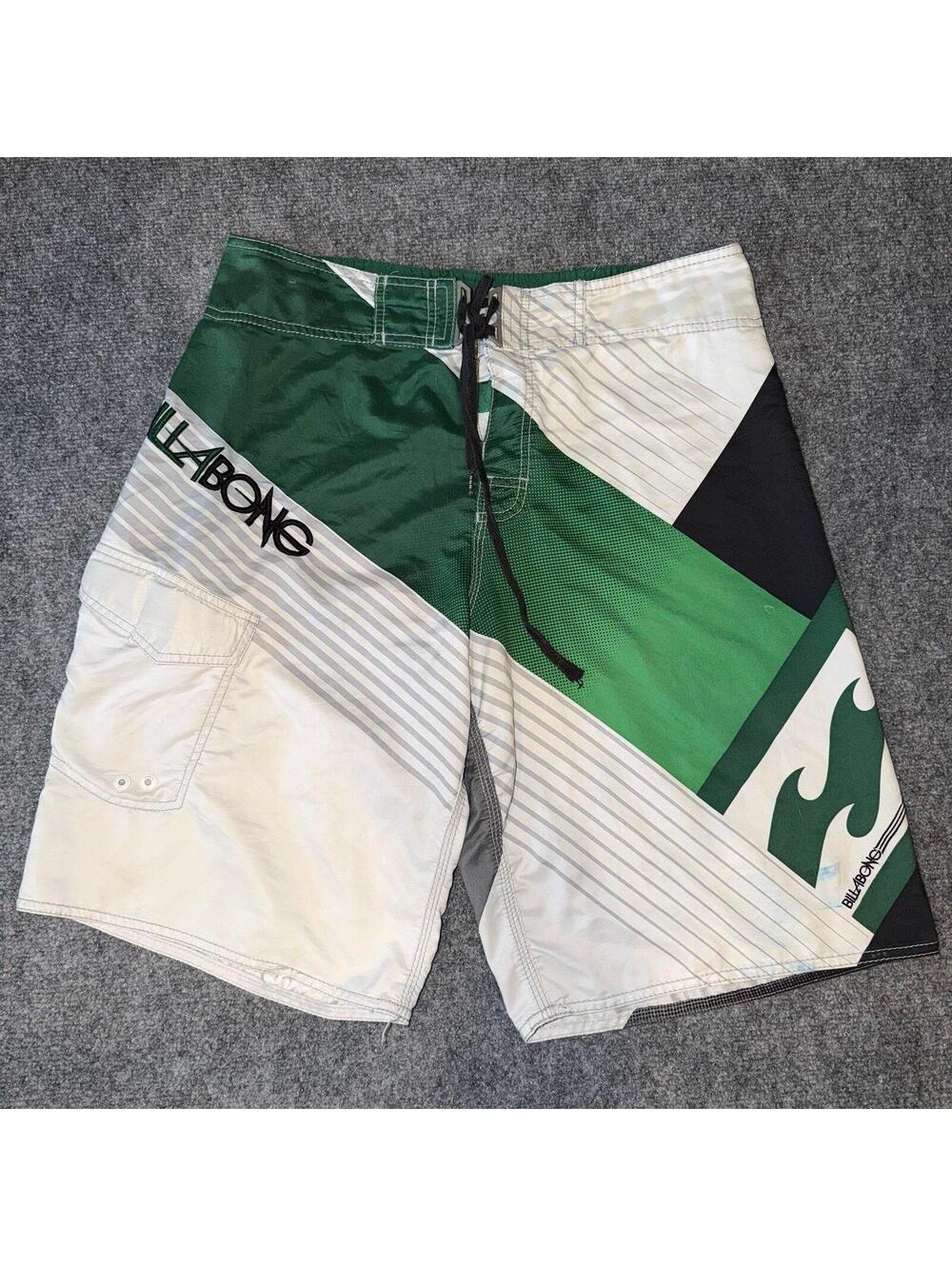 Billabong Green Andy Iron Style Surf Board Shorts Mens LG Vtg y2k 90s Rare